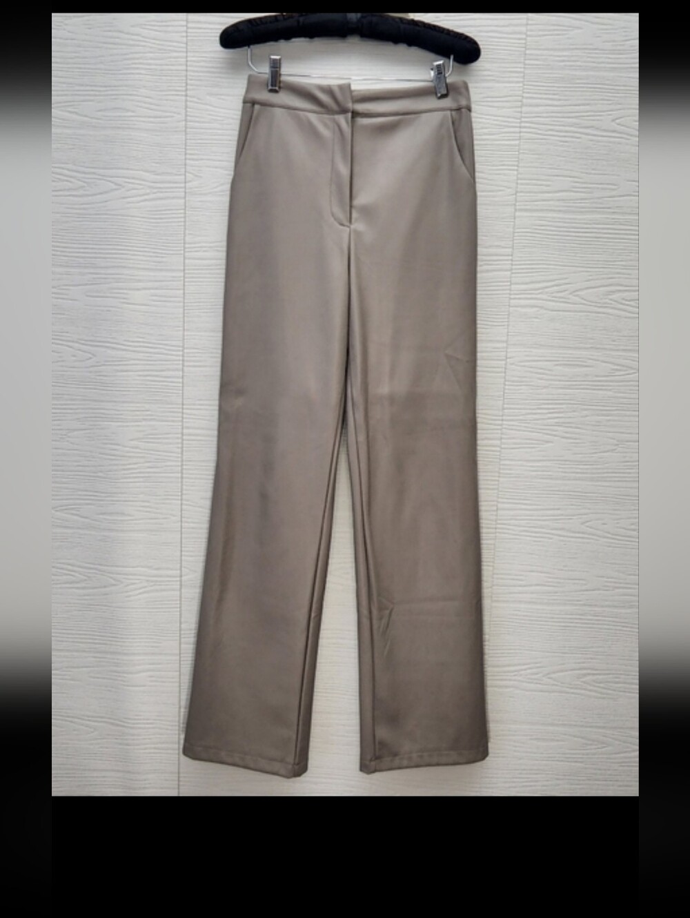 ASOS DESIGN faux leather straight leg pants in Beige Brown Size 4